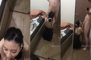 Kemesraan Sejoli Di Depan Cermin Kasur Crot